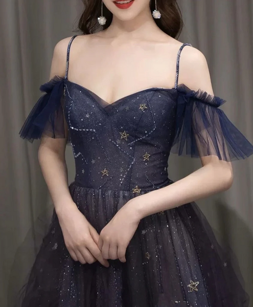 Off the Shoulder Blue Purple Ombre Tulle Prom Dresses, Off  Shoulder Blue Purple Ombre Formal Evening Graduation Dresses