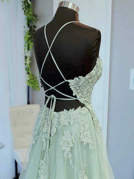A Line V Neck  Sage Green Short Lace Prom Dresses, Short Sage Green Lace Formal Evening Homecoming Dresses