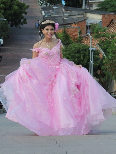 A Line V Neck Open Back Pink Lace Long Prom Dresses, Pink Lace Formal Evening Dresses