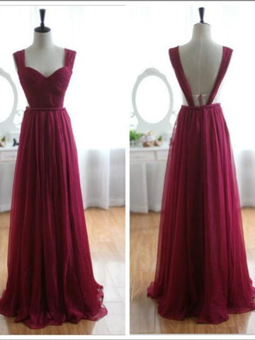 Wine Red Burgundy Chiffon Prom Dress/Bridesmaid Dress