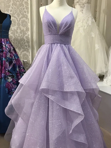 Unique V Neck Sequins Purple Prom Dresses, Unique V Neck Sequins Purple Formal Evening Graduation Dresses