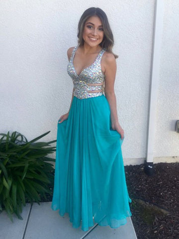 Custom Made A Line Sweetheart Neck Blue Prom Dresses, Blue Formal Dresses