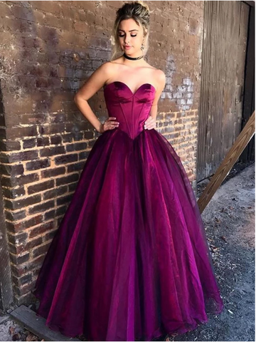 Custom Made Sweetheart Neck Purple/Red Prom Dresses, Sweetheart Neck Purple/Red Long Formal Dresses