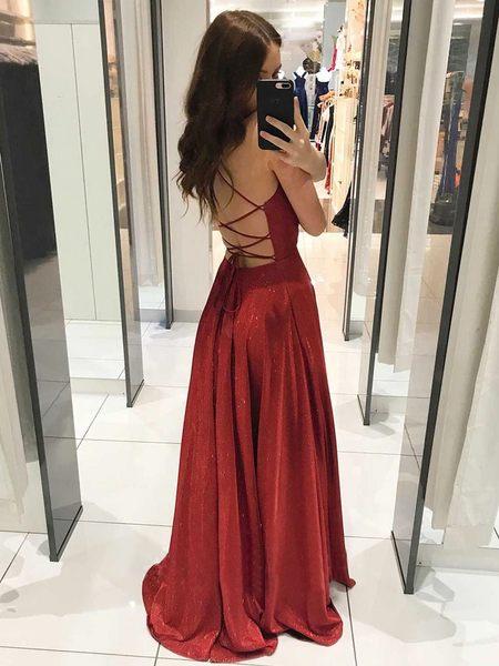 A Line V Neck Burgundy Blue Champagne Long Prom Dresses, V Neck Wine Red Blue Champagne Formal Evening Dresses