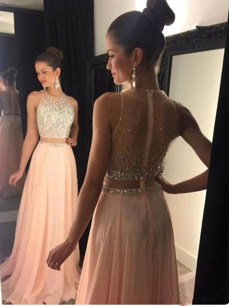 Custom Made A Line Round Neck Sleeveless Pink Floor Length Prom Dress, Pink Long Formal Dress, Pink Evening Dress