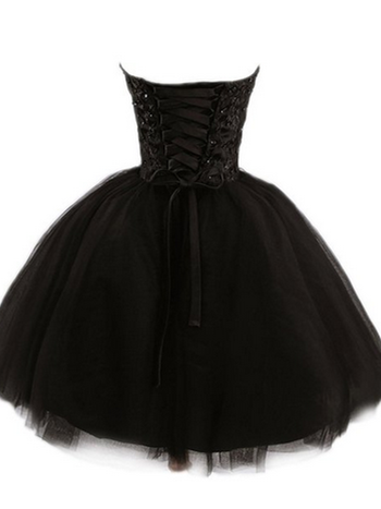 Sweetheart Short Black Lace Prom Dress, Black Lace Graduation / Homecoming Dress