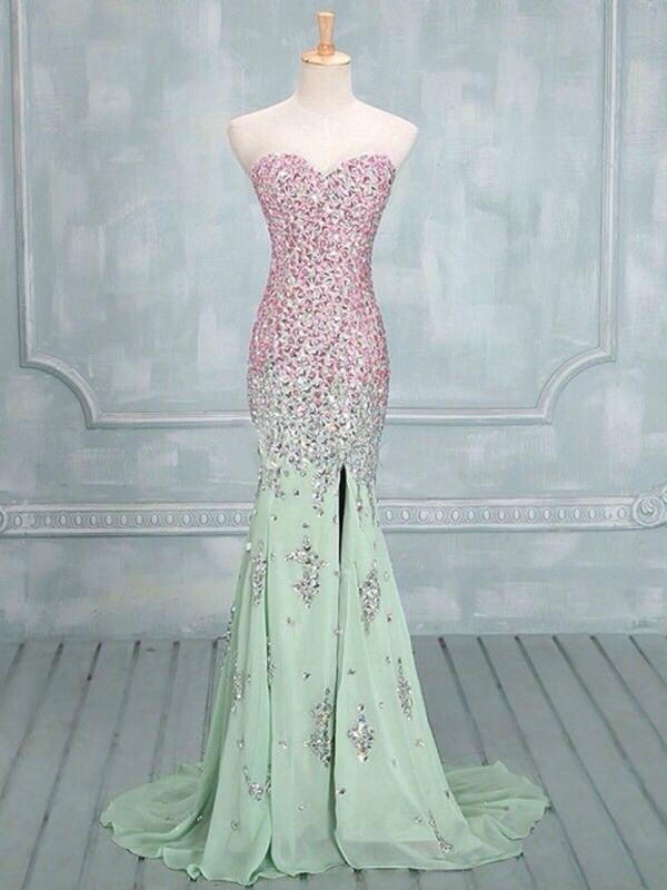 Mermaid Sweetheart Neck Long Prom Dresses, Formal Dresses