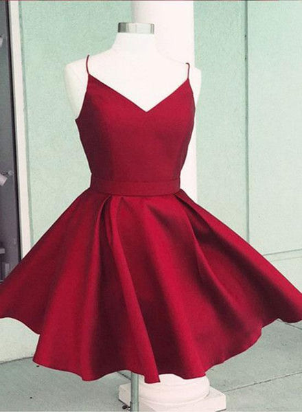 A Line V Neck Short Blue/Burgundy Prom Dress, Mini Graduation Dress, Homecoming Dress