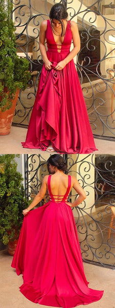 Special A Line V Neck Backless Prom Dress, V Neck Backless Formal Dress