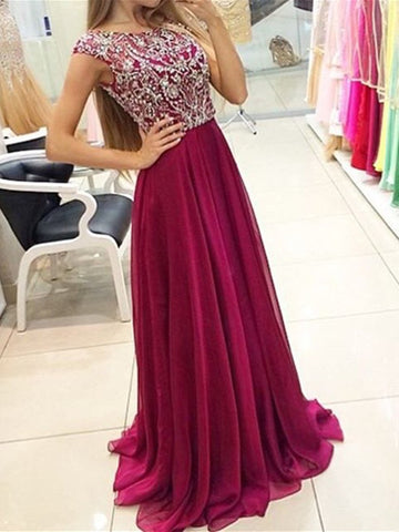 Custom Made A Line Round Neck Long Prom Dresses, Long Formal Dresses, Party Dresses