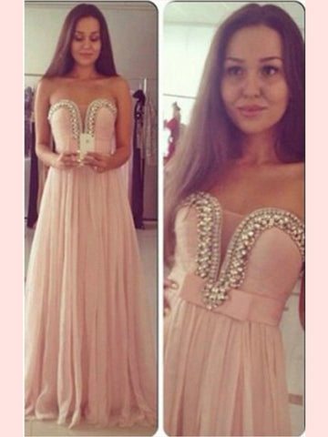 Custom Made A Line Sweetheart Neck Long Pink Prom Dress, Pink Formal Dresses, Bridesmaid Dresses