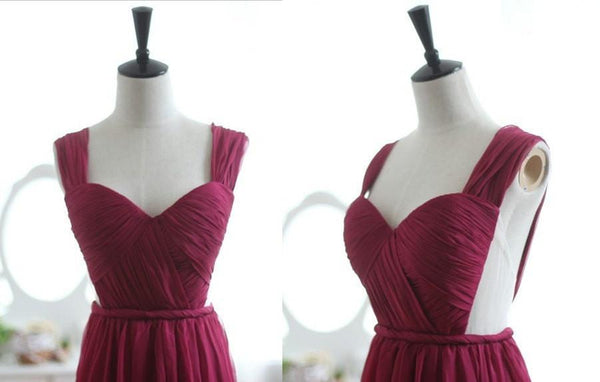 Wine Red Burgundy Chiffon Prom Dress/Bridesmaid Dress