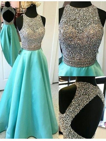 Custom Made Round Neck Open Back Prom Dresses, Backless Prom Dresses, Backless Formal Dresses